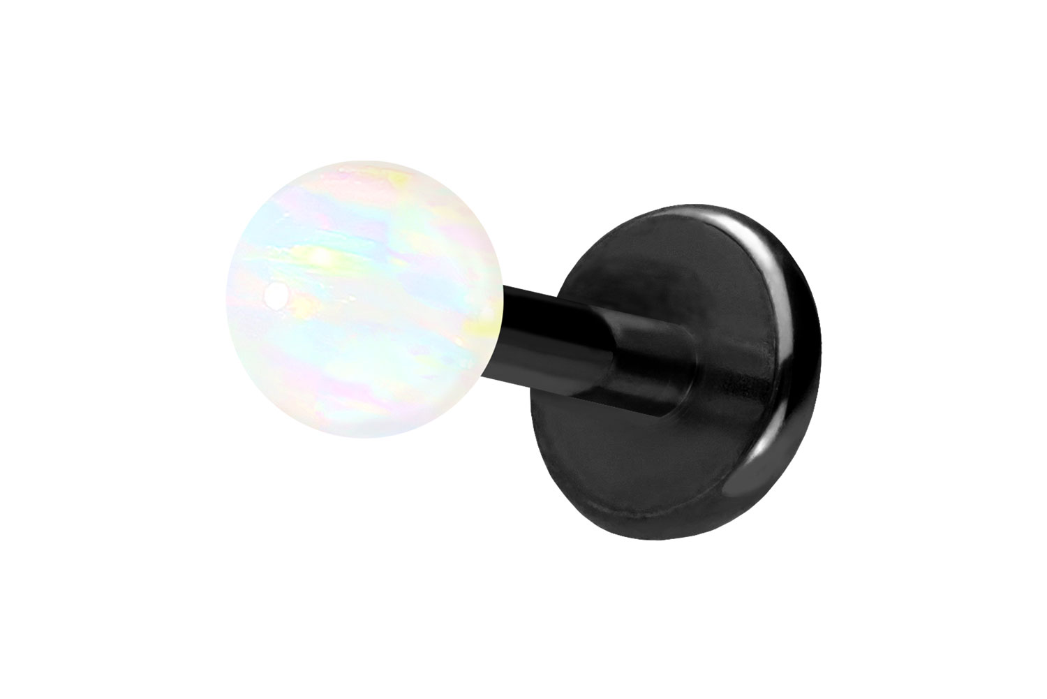 Titan Labret Piercing mit Push Fit SYNTHETISCHER OPAL
